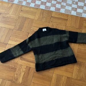 H&M Striped Black and Green Sweater